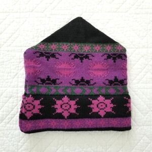 Purple Pink Black Wool Knit Ski Winter Hat Mountain Ladies & Ewe Vermont